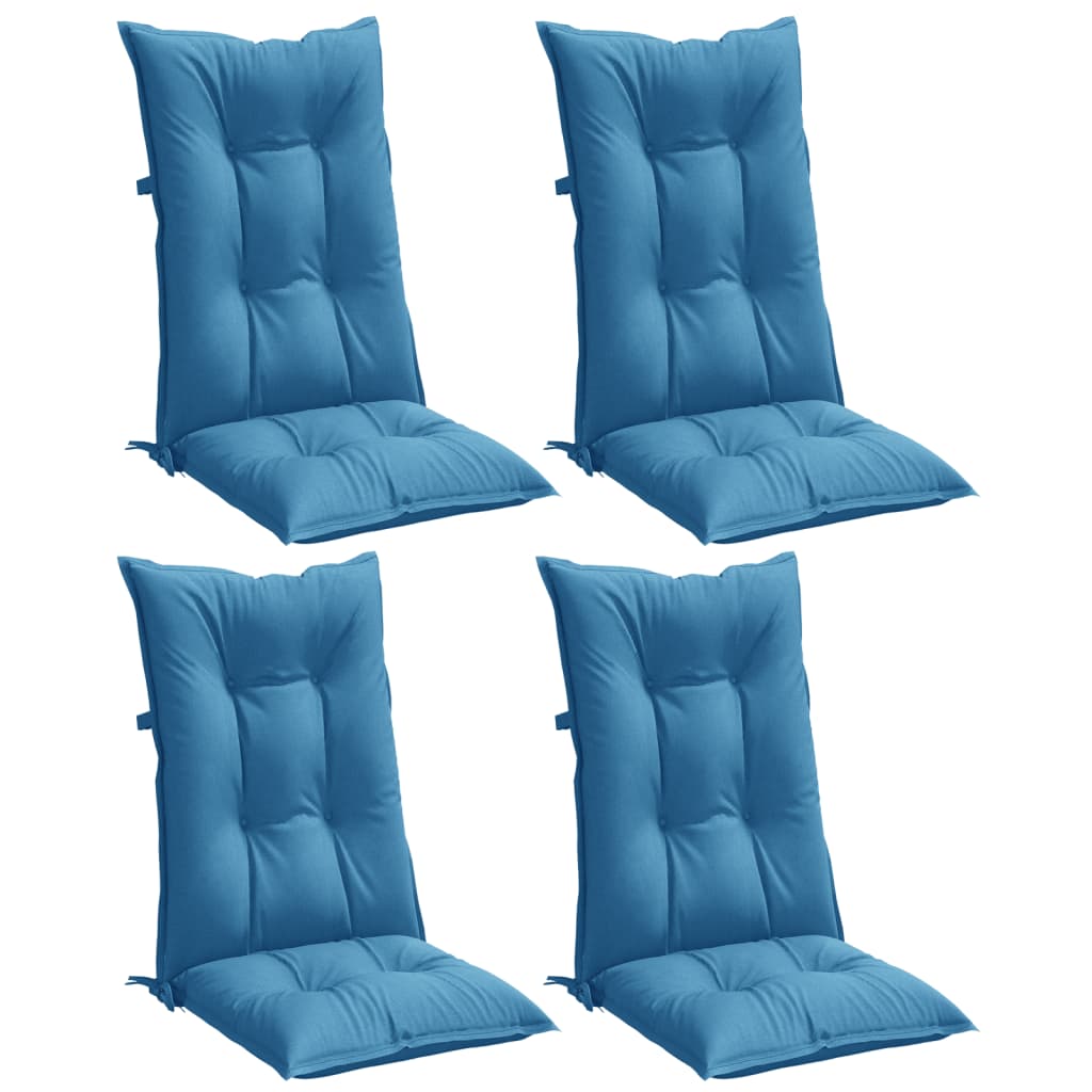 Coussins de chaise vidaxl 4 st arrière haut 120x50x7 cm tissu bleu mélangé