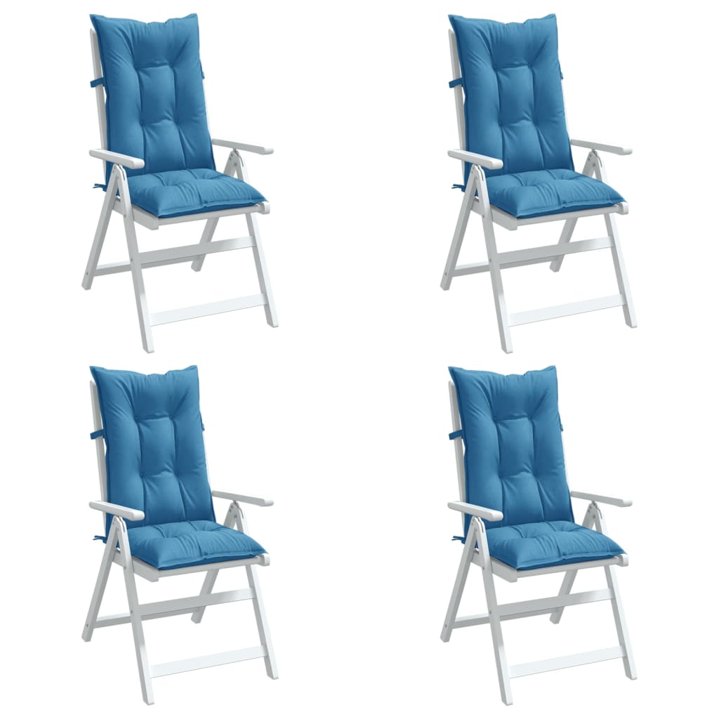 Coussins de chaise vidaxl 4 st arrière haut 120x50x7 cm tissu bleu mélangé