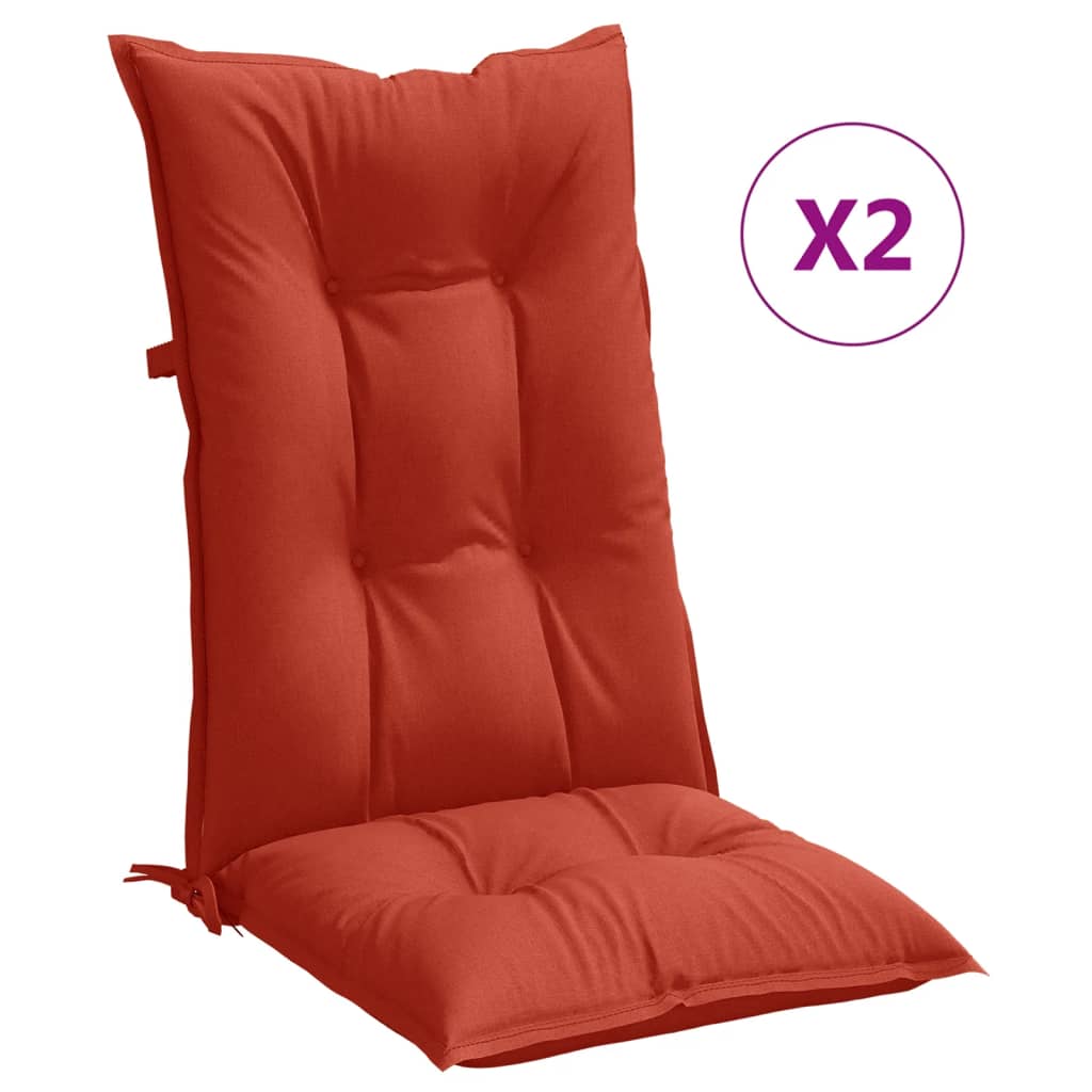 Coussins de chaise vidaxl 2 st arrière haut 120x50x7 cm tissu rouge mélangé