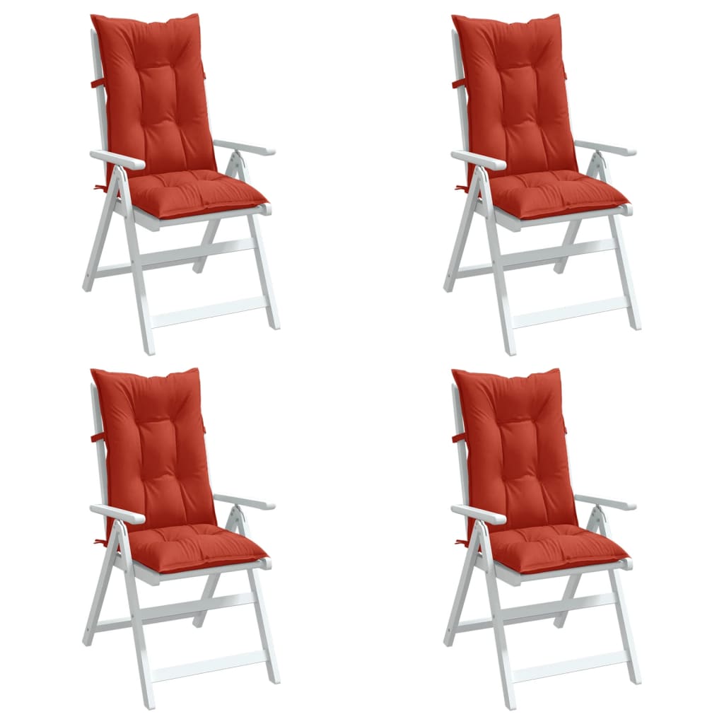 Coussins de chaise vidaxl 4 st dos haut 120x50x7 cm tissu rouge mélangé