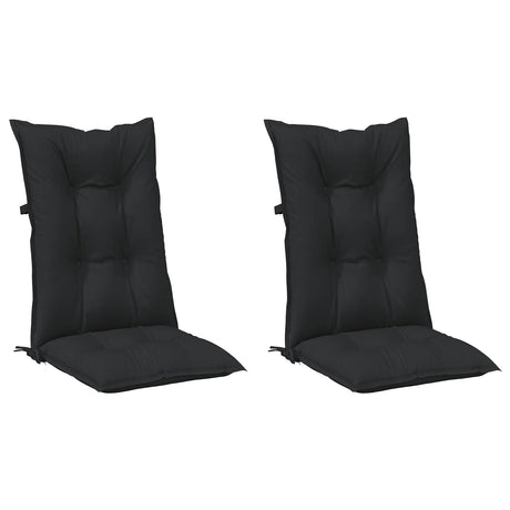 Vidaxl hooge rug stoelkussens set 2 st polyester melange zwart