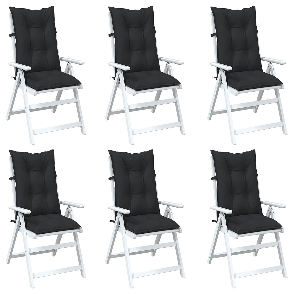 Vidaxl hooge rug stoelkussens set 6 st polyester melange zwart