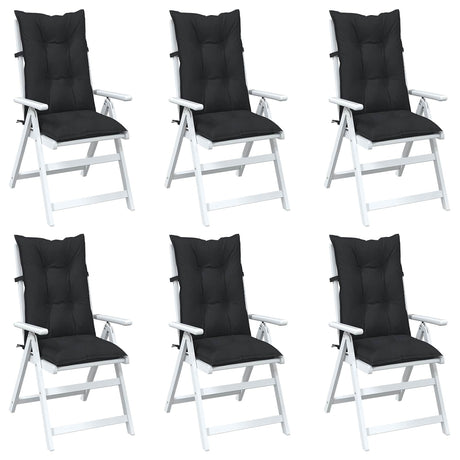 Vidaxl hooge rug stoelkussens set 6 st polyester melange zwart
