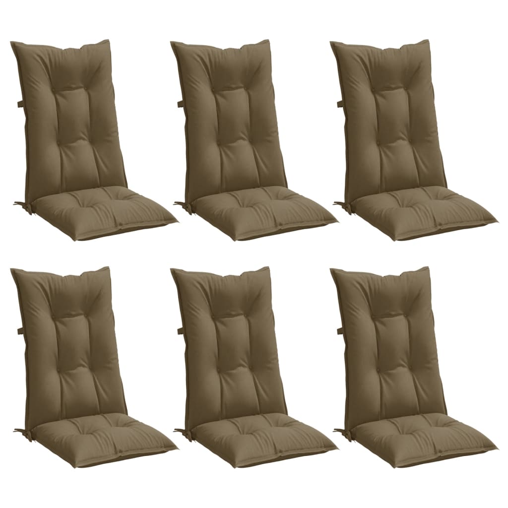 Vidaxl Chair cushions 6 st high back 120x50x7 cm fabric mixed taupe