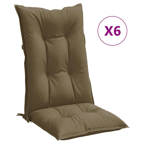 Vidaxl stoelkussens 6 st hoge rug 120x50x7 cm stof gemêleerd taupe