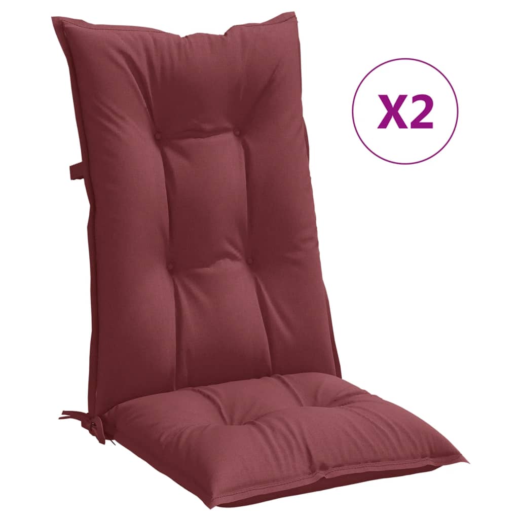 Cuscini da sedia Vidaxl 2 St High Back 120x50x7 Cm Vino misto Rosso