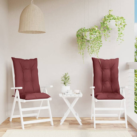 Vidaxl stoelkussens 2 st hoge rug 120x50x7 cm stof gemêleerd wijnrood