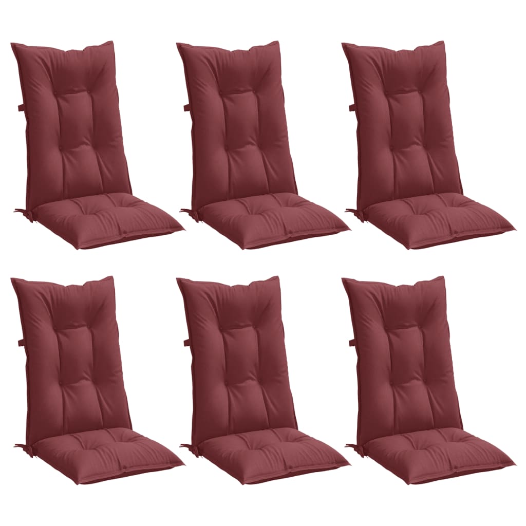 Vidaxl Chair cushions 6 st high back 120x50x7 cm fabric mixed wine red