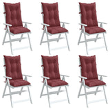 Cuscini da sedia Vidaxl 6 St High Back 120x50x7 CM Vino misto Rosso