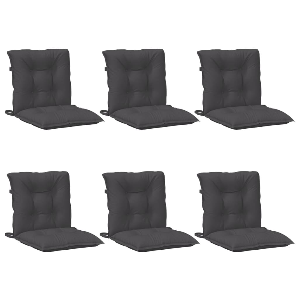 Coussins de chaise vidaxl 6 pcs bas dos 100x50x7 cm en tissu mixte anthracite