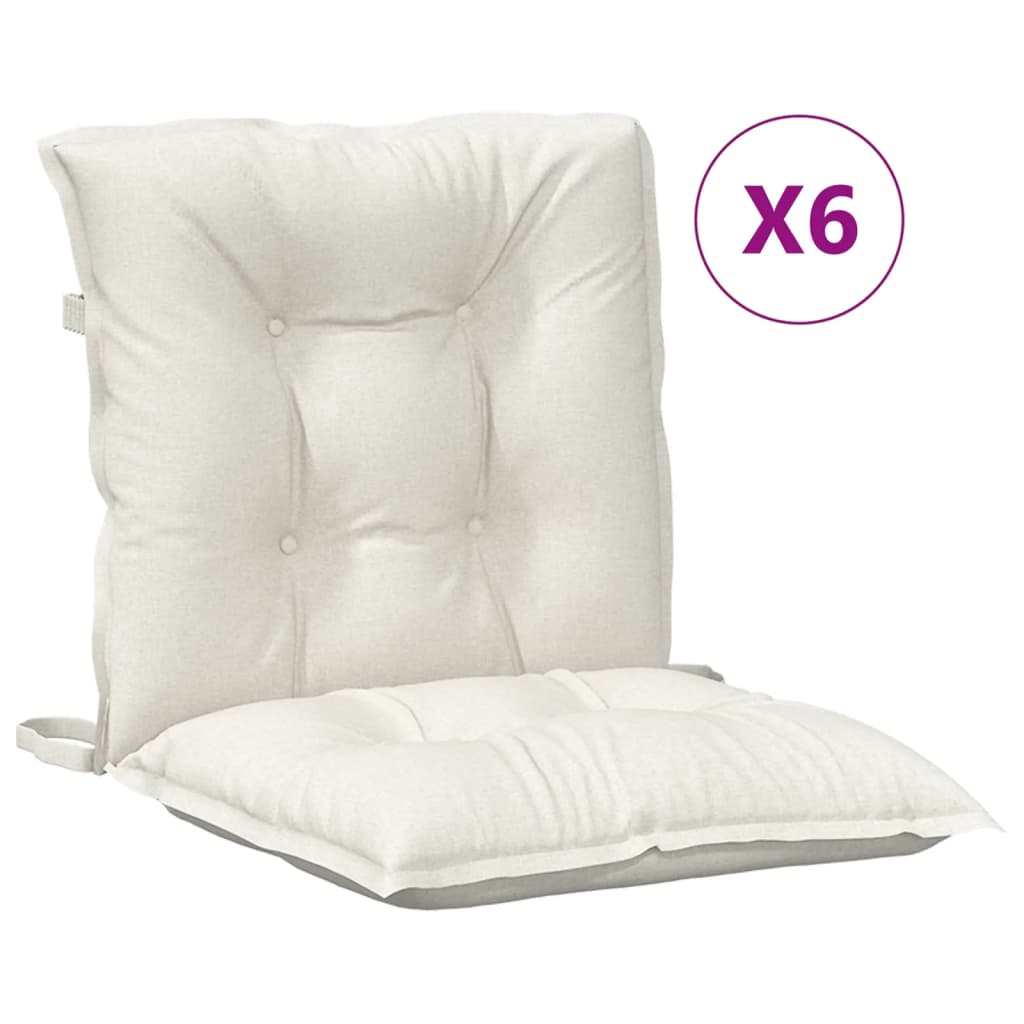 Coussins de chaise Vidaxl 6 pcs basses bas 100x50x7 cm Crème mélangée en tissu