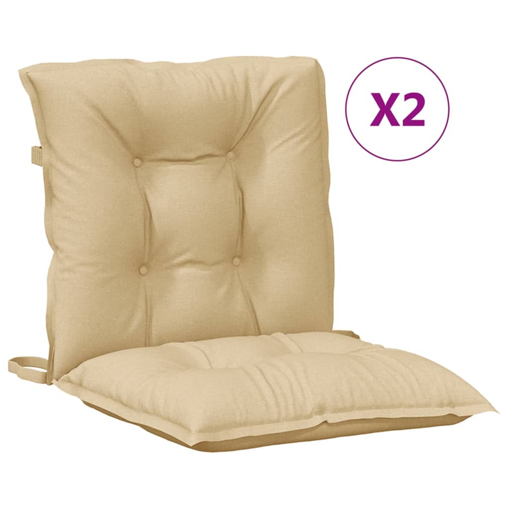 Coussins de chaise vidaxl 2 pcs basses bas 100x50x7 cm en tissu mixte beige