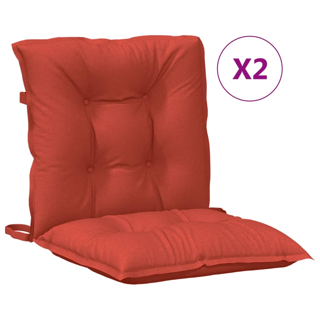 Coussins de chaise vidaxl 2 pcs bas dos 100x50x7 cm en tissu rouge mélangé