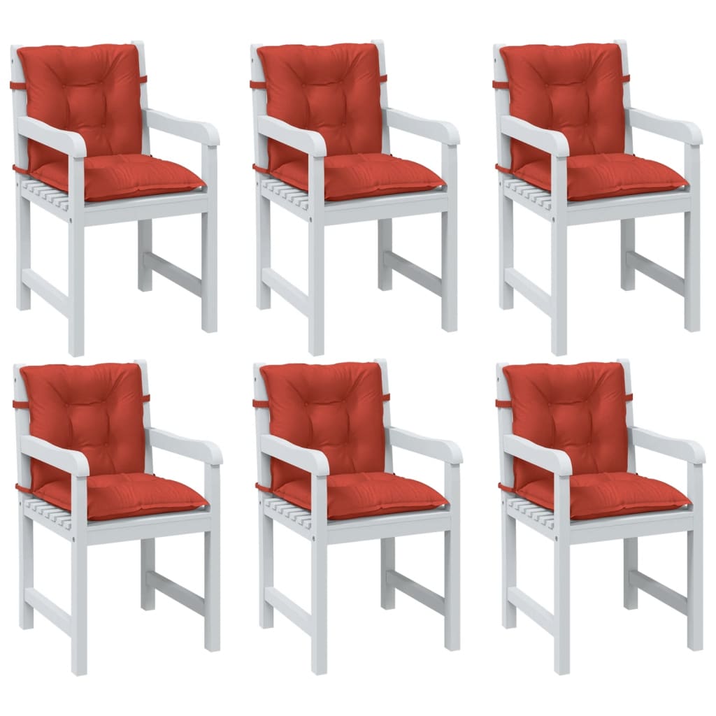 Cojines de silla Vidaxl 6 PCS Back 100x50x7 CM Fabric Rojo