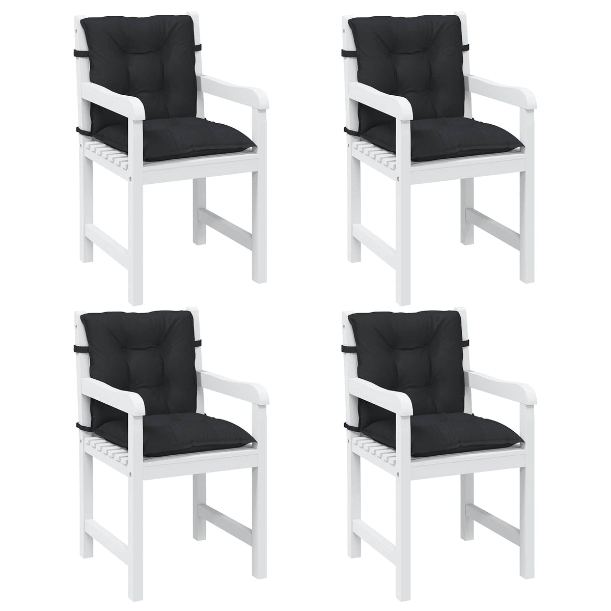 Vidaxl laagrug stoelkussens set 4 st polyester melange zwart