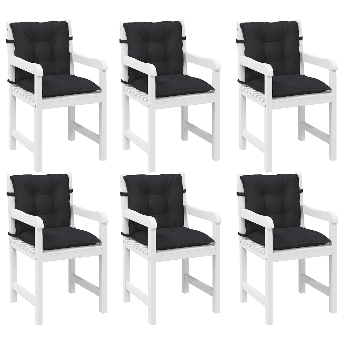 Vidaxl laagrug stoelkussens set 6 st polyester melange zwart