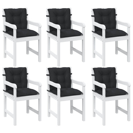 Vidaxl laagrug stoelkussens set 6 st polyester melange zwart