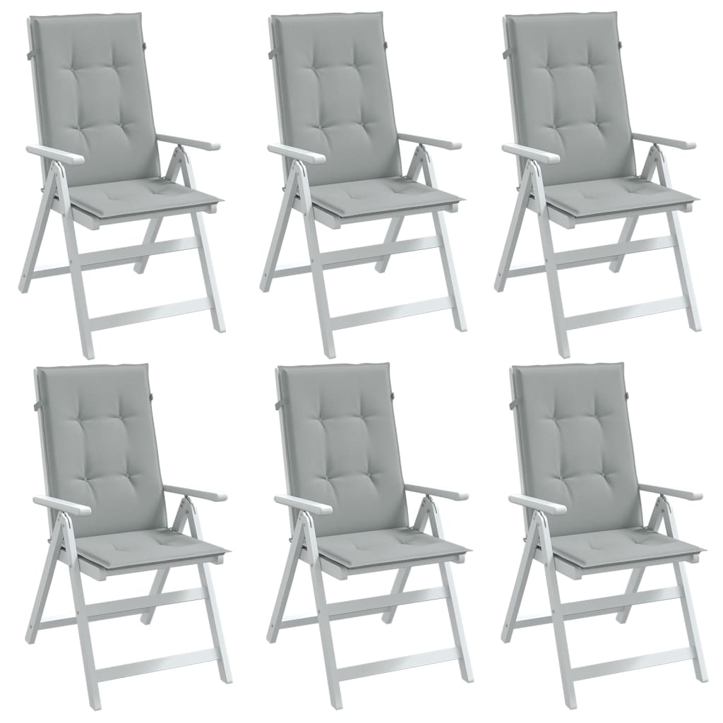 Cojines de silla Vidaxl 6 st alto trasero 120x50x4 cm tela gris claro