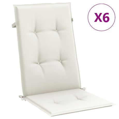 Vidaxl stoelkussens 6 st hoge rug 120x50x4 cm stof gemêleerd crème