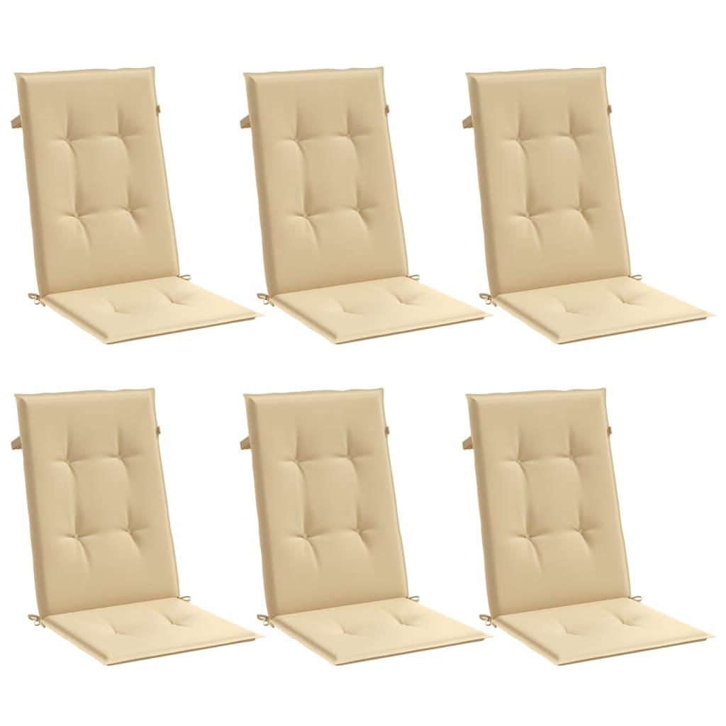 Coussins de chaise vidaxl 6 st arrière haut 120x50x4 cm tissu mélange beige