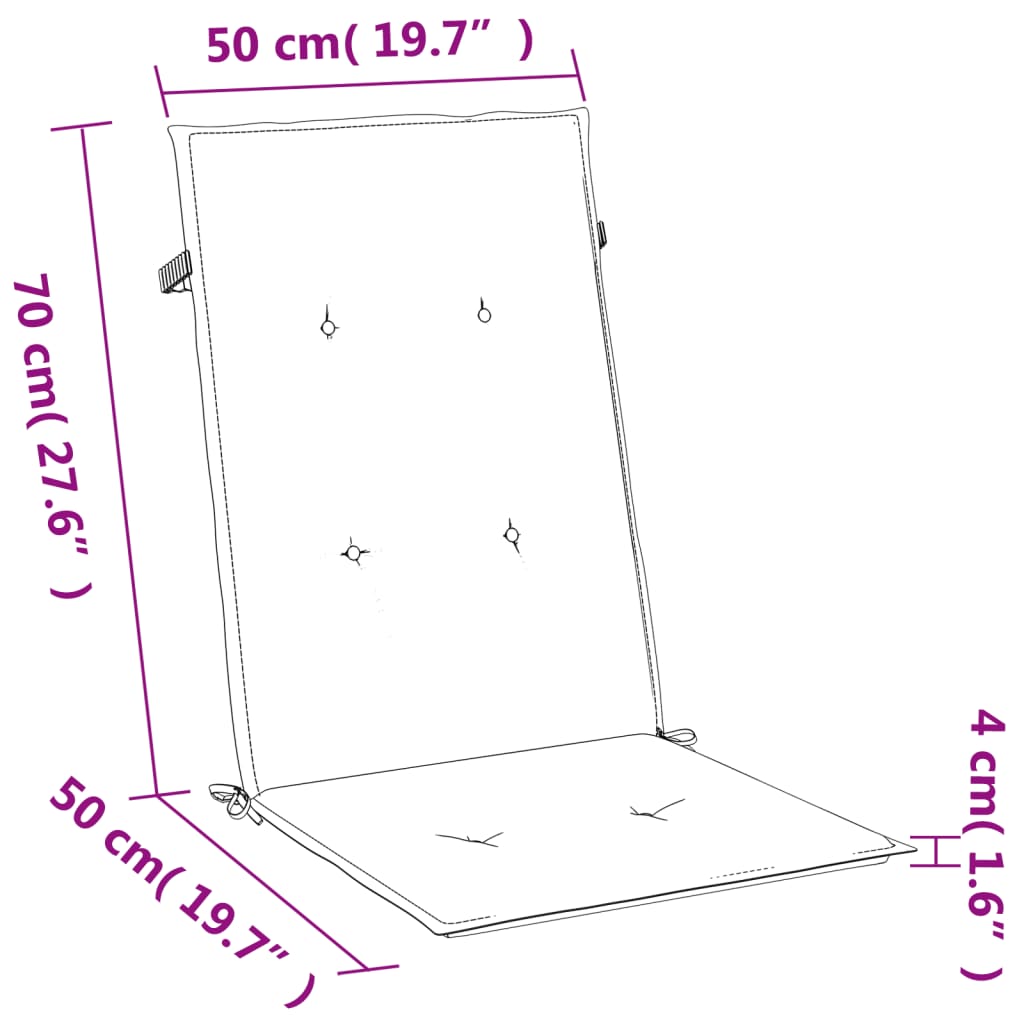 Vidaxl krzesło Poduszki 2 ST High Back 120x50x4 cm Mieszany niebieski