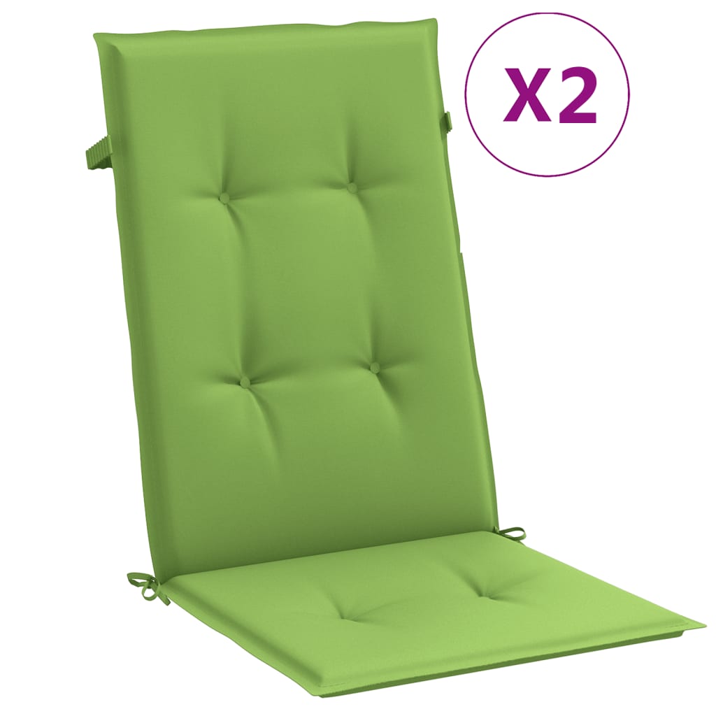 Coussins de chaise Vidaxl 2 st arrière haut 120x50x4 cm en tissu vert mélangé