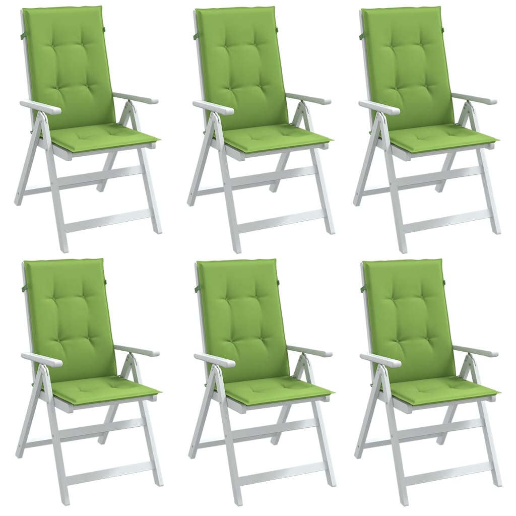 Cojines de silla Vidaxl 6 st alto trasero 120x50x4 cm de tela mixta verde