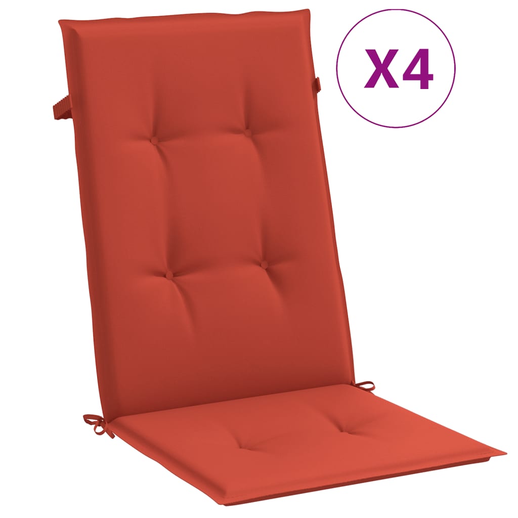 Cuscini da sedia Vidaxl 4 St High Back 120x50x4 CM Miscelato rosso