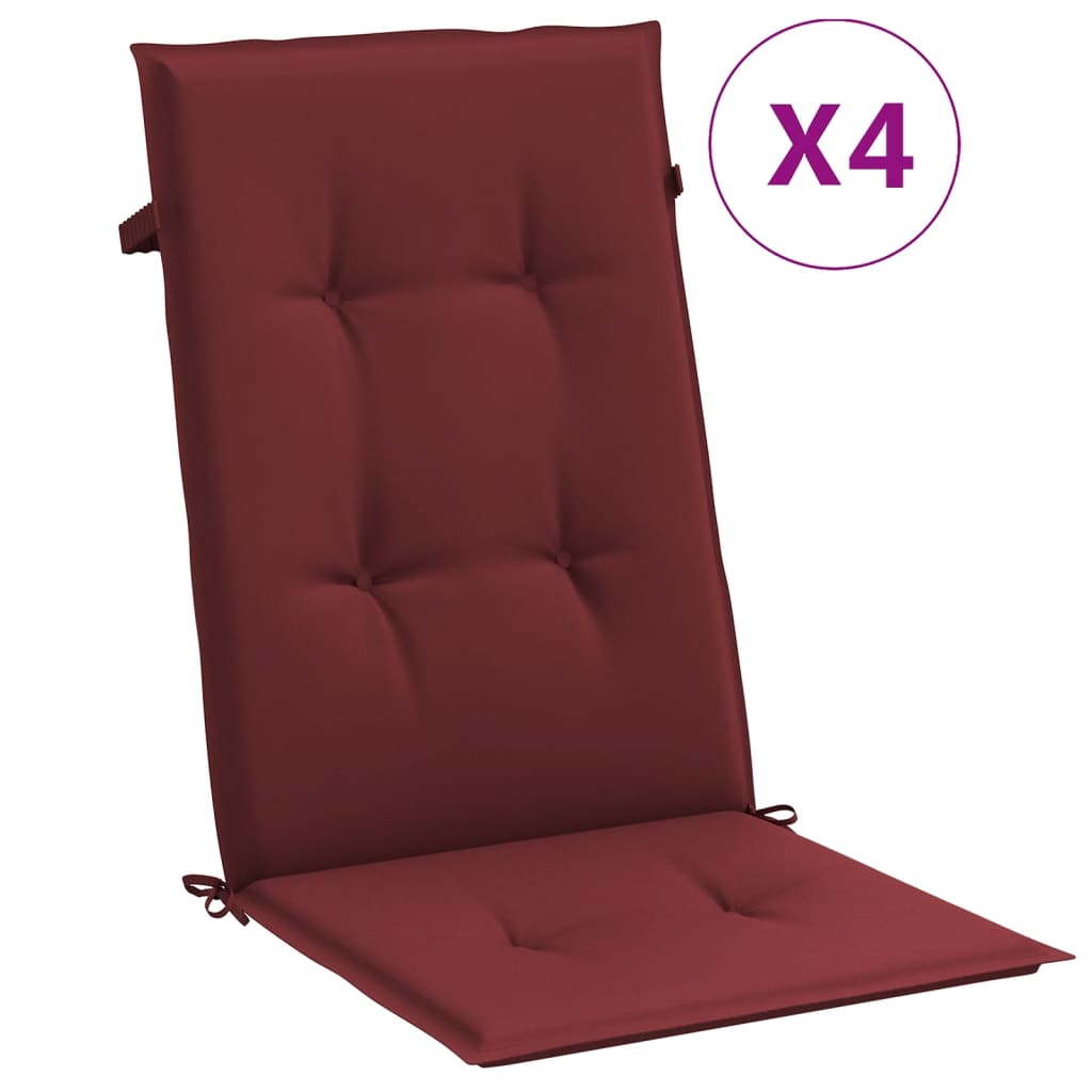 Vidaxl CHAIR CUSHIOUNS 4 ST HËLLEKT 120X50X4 CM FEBRED WINE RED