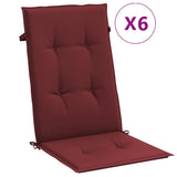 Coussins de chaise vidaxl 6 st arrière haut 120x50x4 cm de tissu vin mélangé rouge