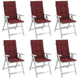 Coussins de chaise vidaxl 6 st arrière haut 120x50x4 cm de tissu vin mélangé rouge