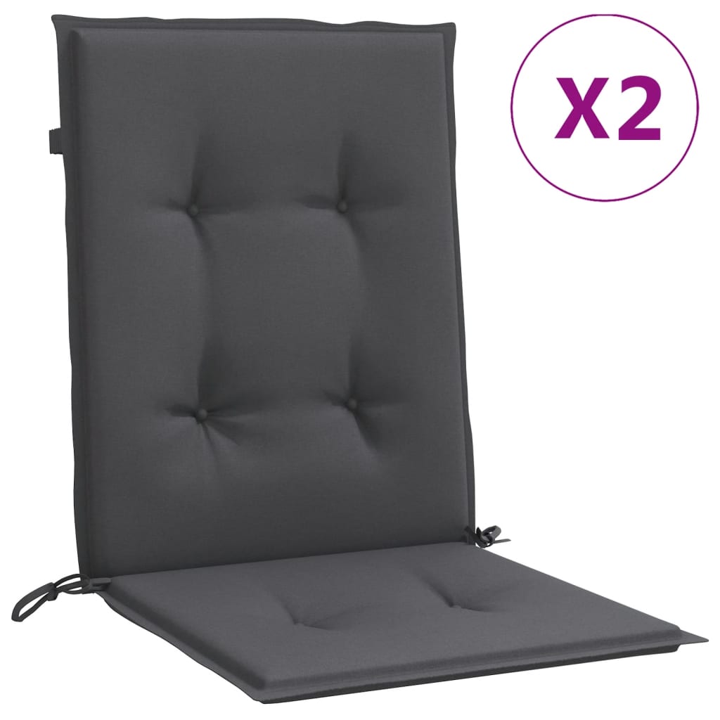 Vidaxl stolputer 2 PC -er lav rygg 100x50x4 cm stoff blandet antracitt