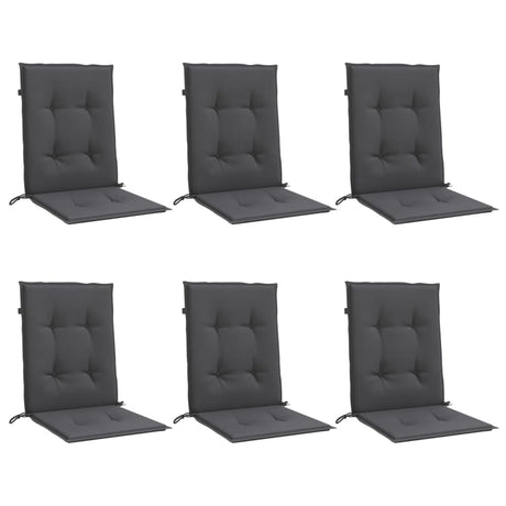 Vidaxl stoelkussens 6 st lage rug 100x50x4 cm stof gemêleerd antraciet