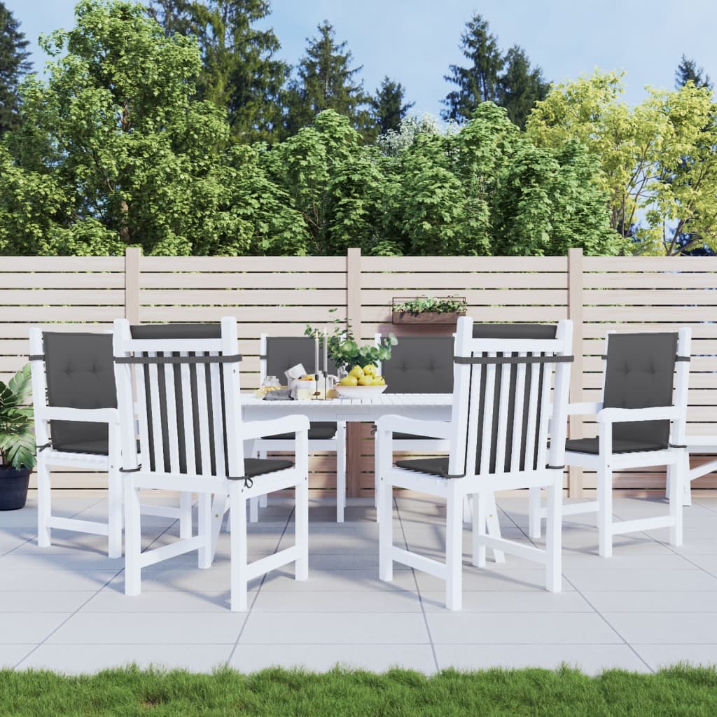 Vidaxl stoelkussens 6 st lage rug 100x50x4 cm stof gemêleerd antraciet