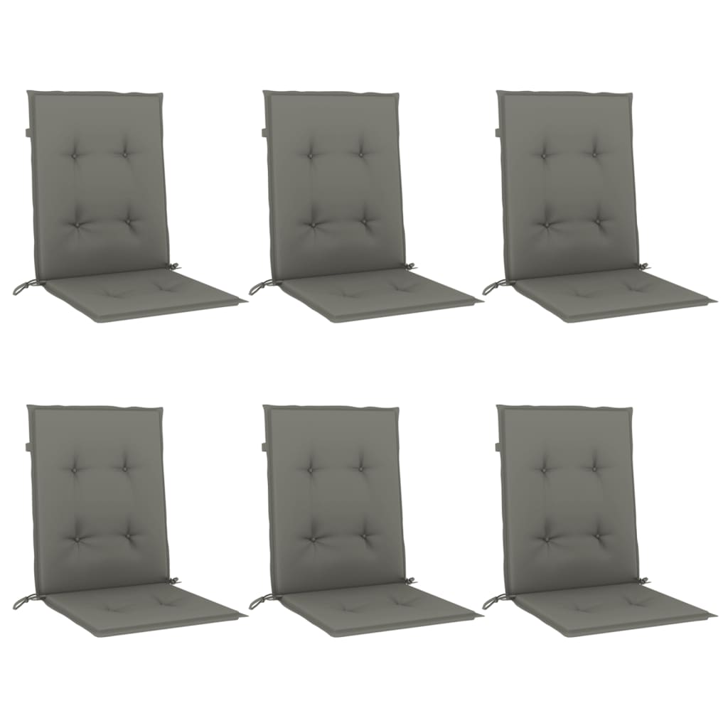 Vidaxl Blaža za stol 6 PCS nizek nazaj 100x50x4 cm tkanina temno siva