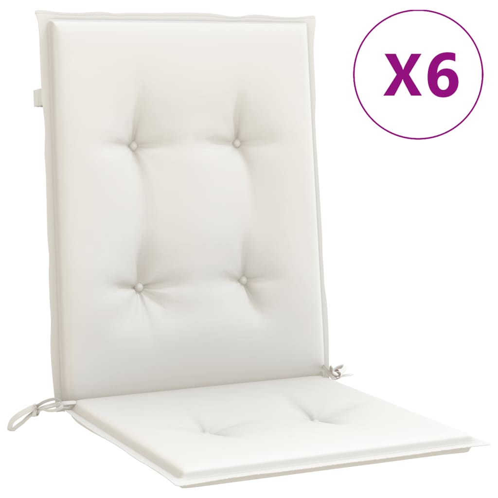 Vidaxl -Stuhlkissen 6 Stcs Low Rücken 100x50x4 cm Mischcreme Mischcreme