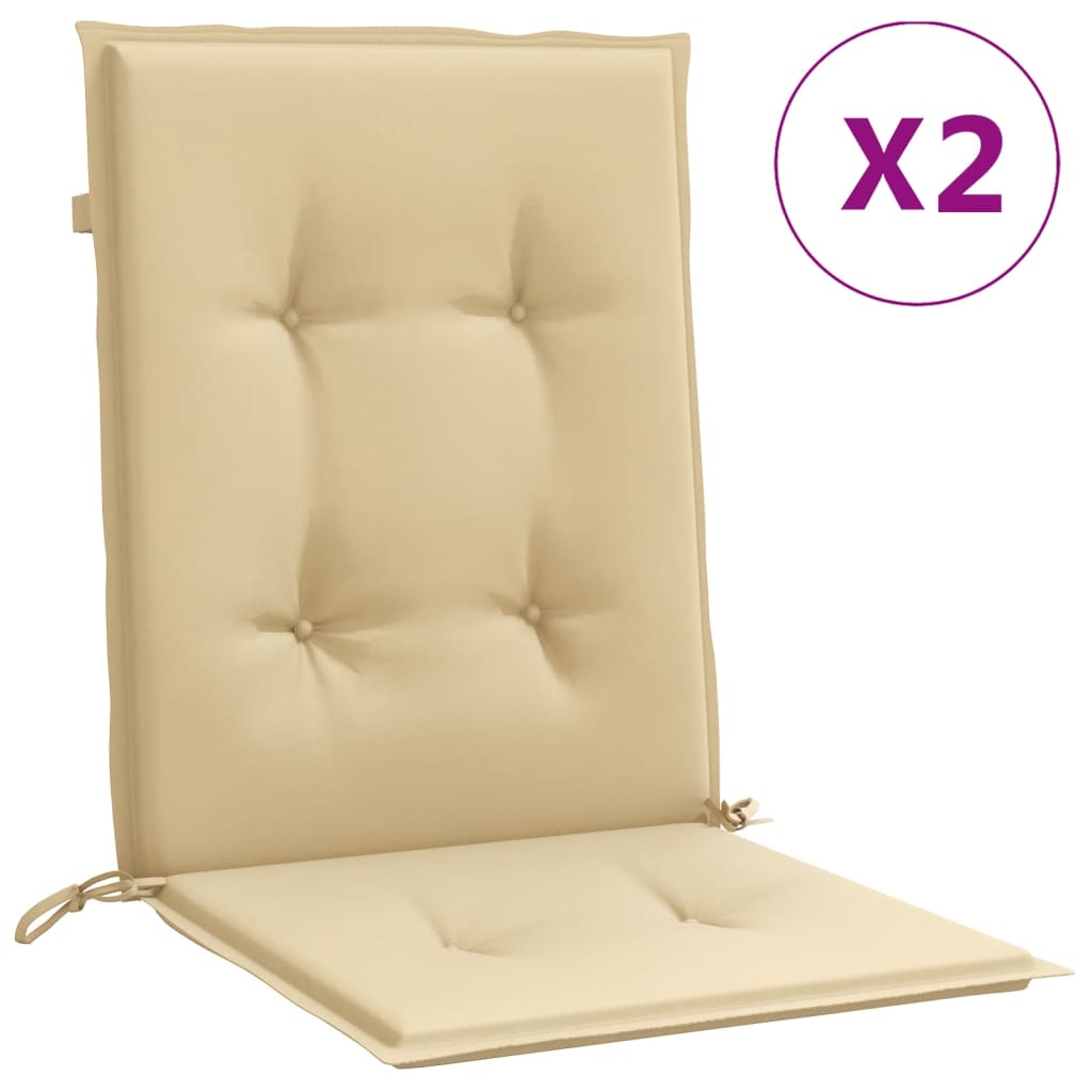 Vidaxl Stolkuddar 2 st låg rygg 100x50x4 cm tyg blandat beige