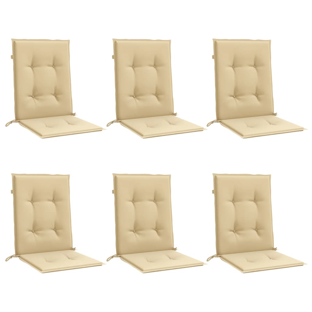 VIDAXL -Stuhlkissen 6 Stcs Low Rücken 100x50x4 cm Stoff gemischt Beige