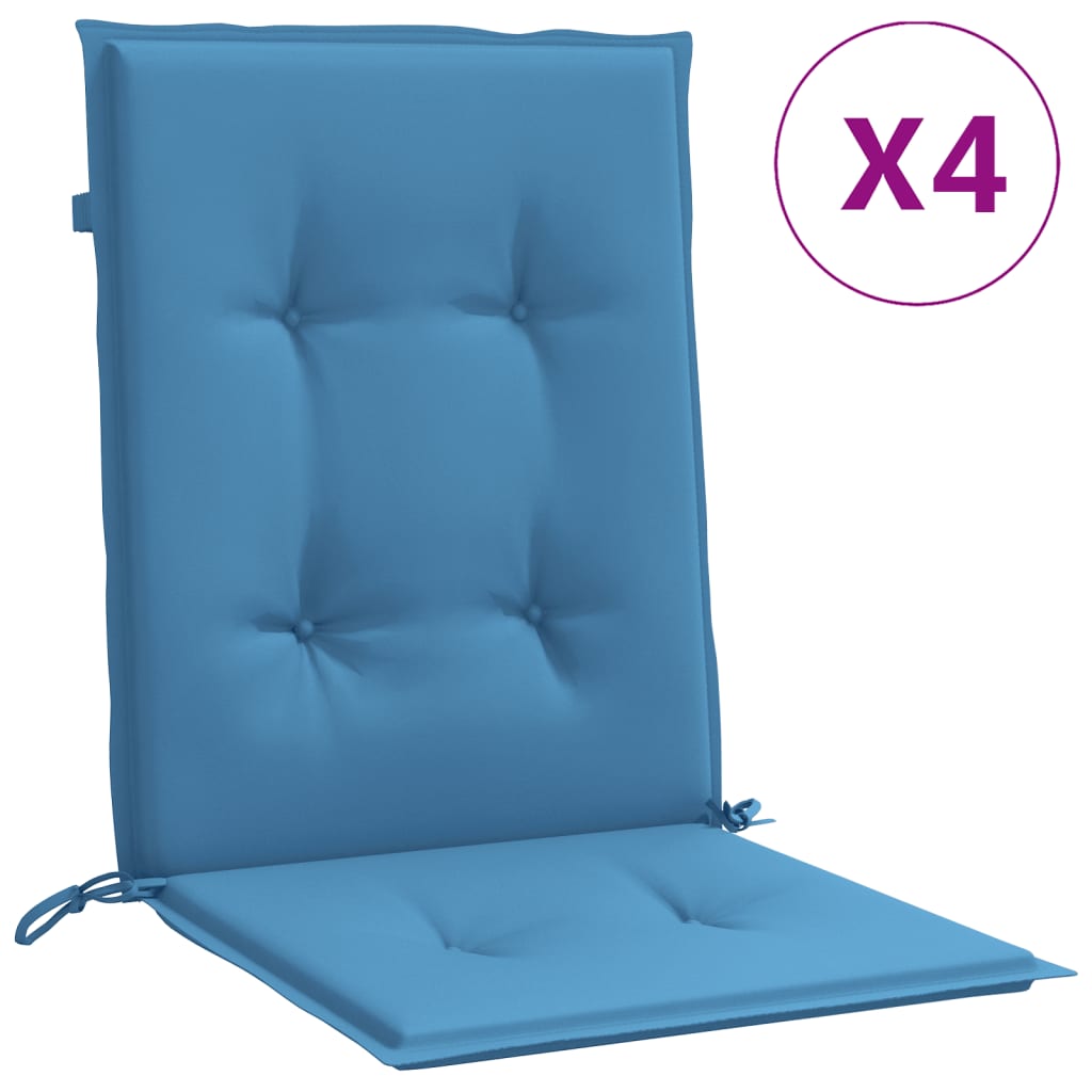 Coussins de chaise vidaxl 4 pcs bas dos 100x50x4 cm tissu mixte bleu