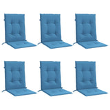 VIDAXL -Stuhlkissen 6 Stcs Low Rücken 100x50x4 cm Stoff Blau