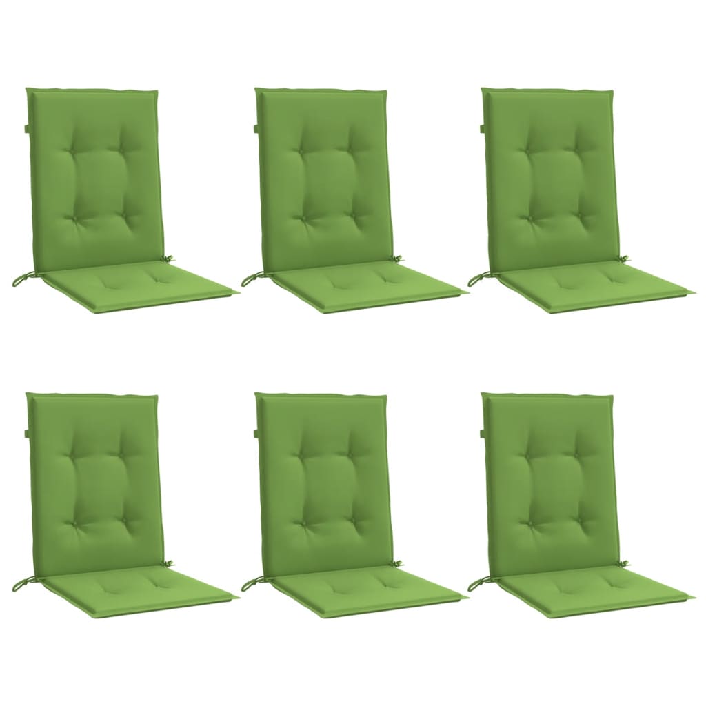 Coussins de chaise vidaxl 6 pcs bas dos 100x50x4 cm en tissu vert mélangé