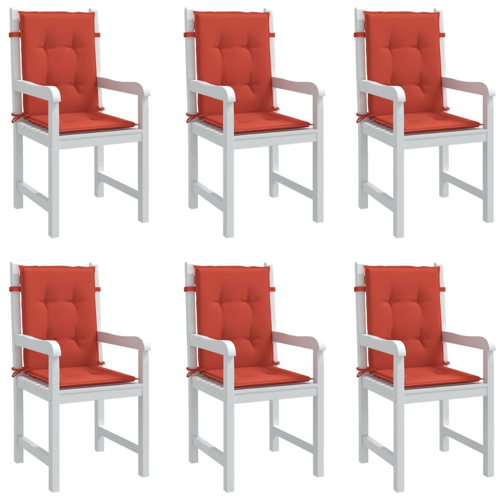 Cojines de silla Vidaxl 6 PCS Back 100x50x4 CM Fabric Rojo