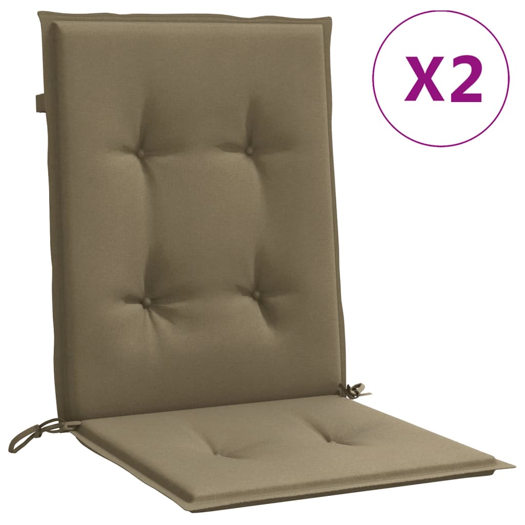 BIDAXL -stol kuddar 2 st låg rygg 100x50x4 cm tyg blandat taupe