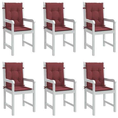 Vidaxl stoelkussens 6 st lage rug 100x50x4 cm stof gemêleerd wijnrood