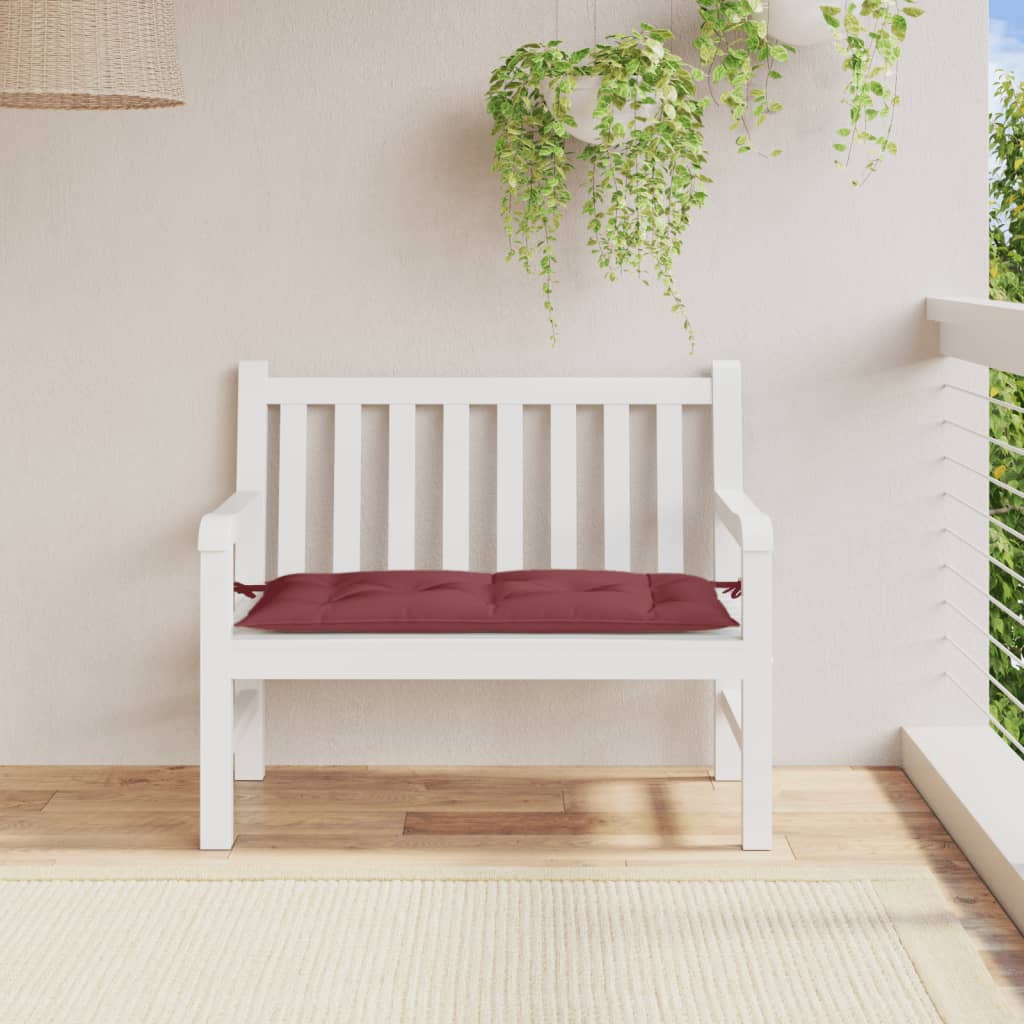 Vidaxl Garden Banc Cushion 100x50x7 cm Tissu vin mélangé rouge