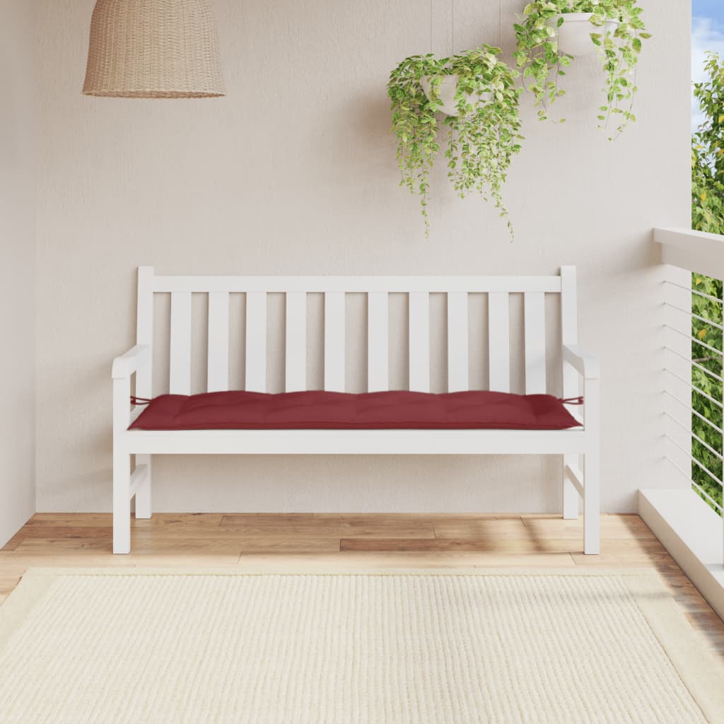 Vidaxl Garden Bench Cushion 150x50x7 CM Fabric de vino mixto rojo