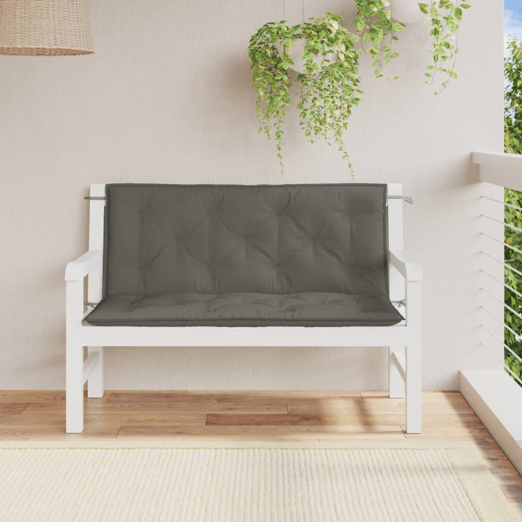 Vidaxl Garden Bench Cushions 2 PCS 120x50x7 CM Fabric de color gris oscuro mixto