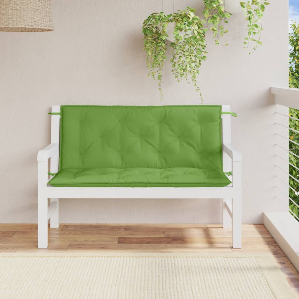 Vidaxl Garden Banc Cushions 2 PCS 120x50x7 cm Tissu vert mélangé