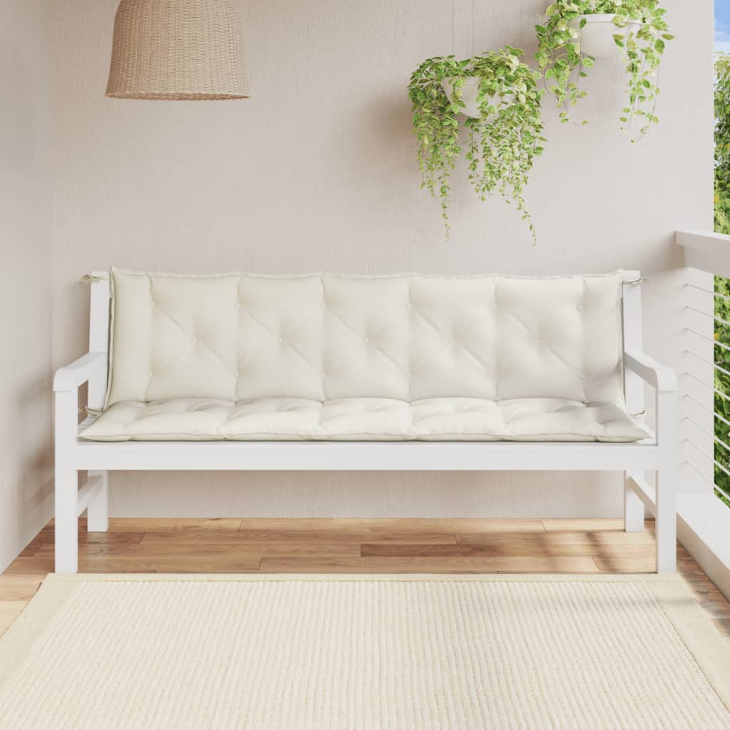 Vidaxl Garden Banc Cushions 2 PCS 180x50x7 cm Tissu à la crème mélangée -colore