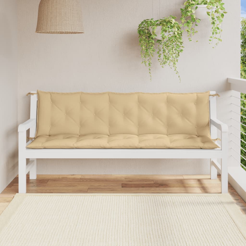 Vidaxl Garden Banc Cushions 2 PCS 180x50x7 cm Tissu mixte beige